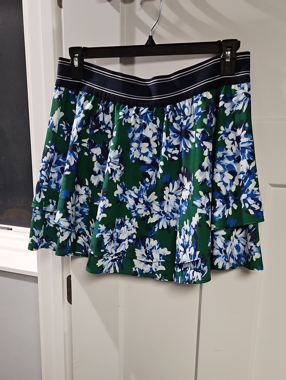 Skechers Green Floral Tiered Skort with Navy Waistband